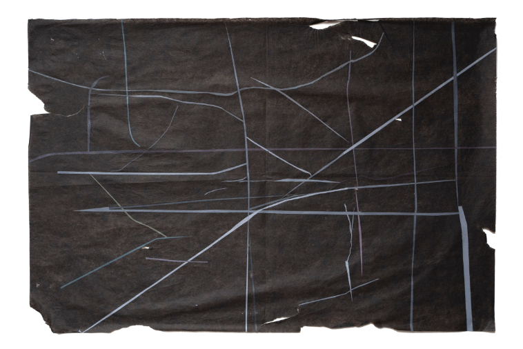 Chemtrails#01. Acrylique sur papier de soie. Environ 64 x 43 cm.