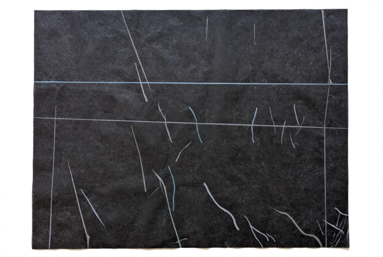 Chemtrails#04. Acrylique sur papier de soie. Environ 50 x 38 cm.